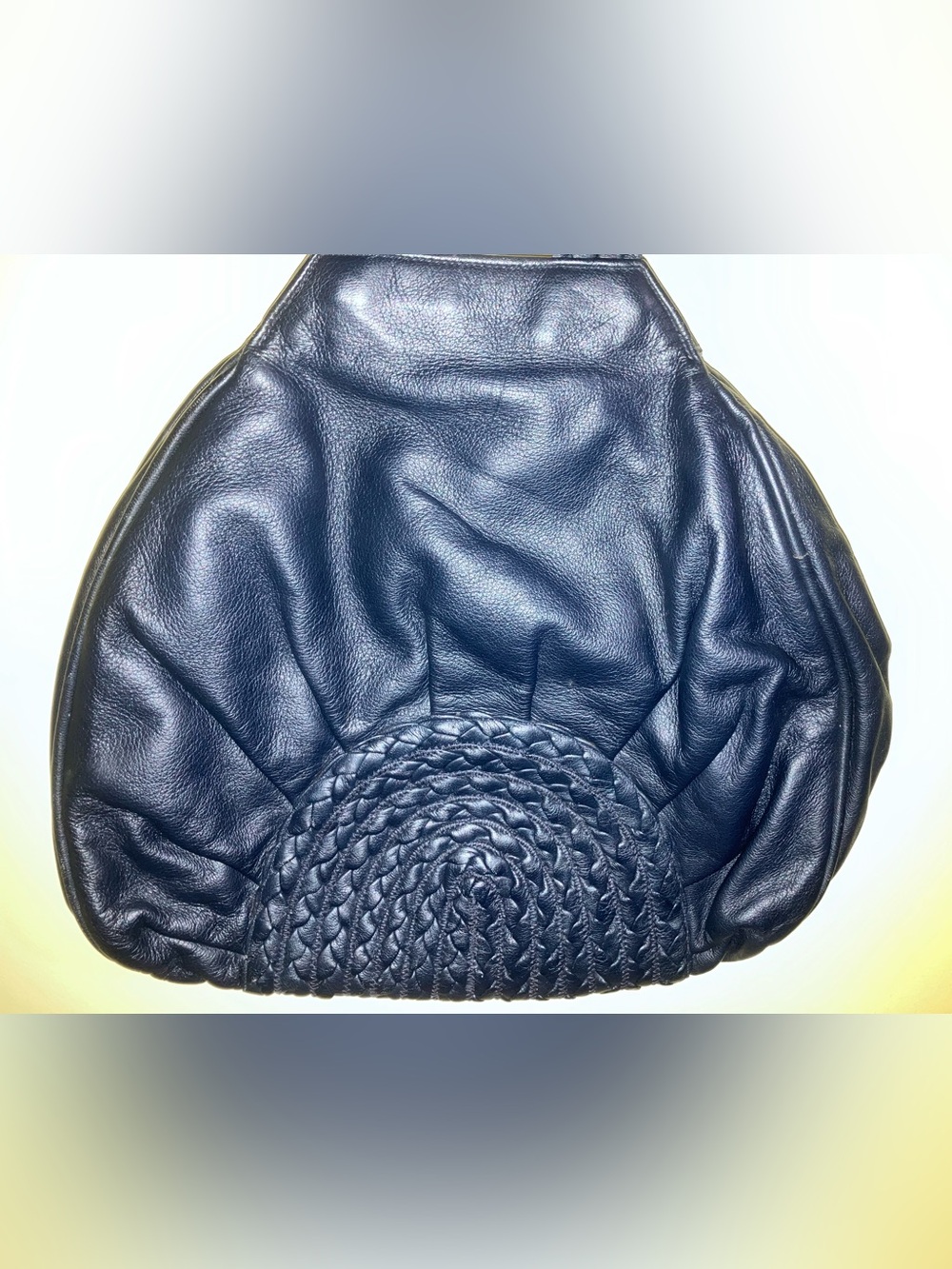 Braccialini vintage Italian leather bag handbag purse blue unique shape braided